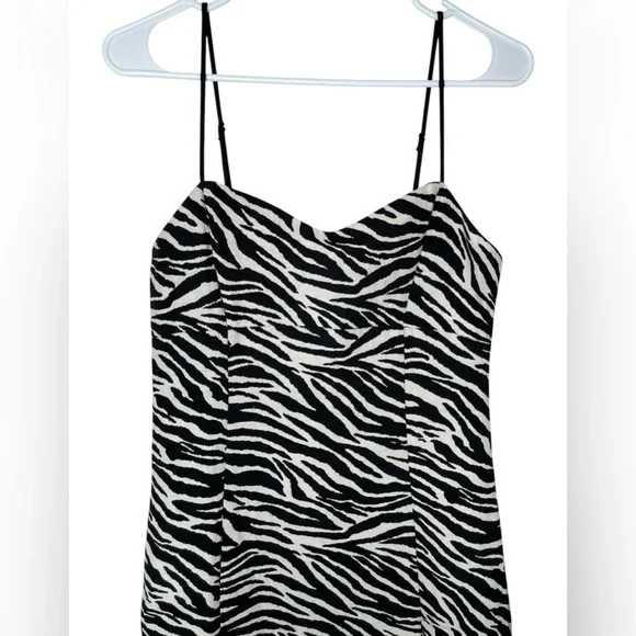 For Love & Lemons Lyla Mini White/Black Zebra Print Dress Size Medium - Picture 3 of 13